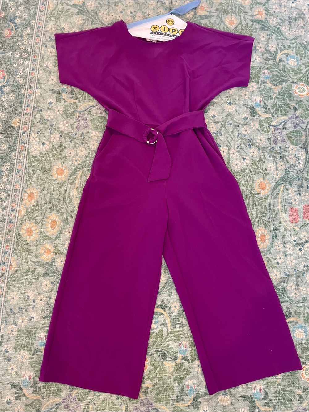 june & hudson Fuchsia Purple Belted Wide-Leg Jumpsuit